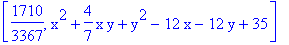 [1710/3367, x^2+4/7*x*y+y^2-12*x-12*y+35]